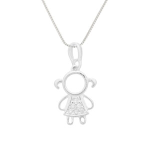 Colar Menina com Zircônia em Prata 925